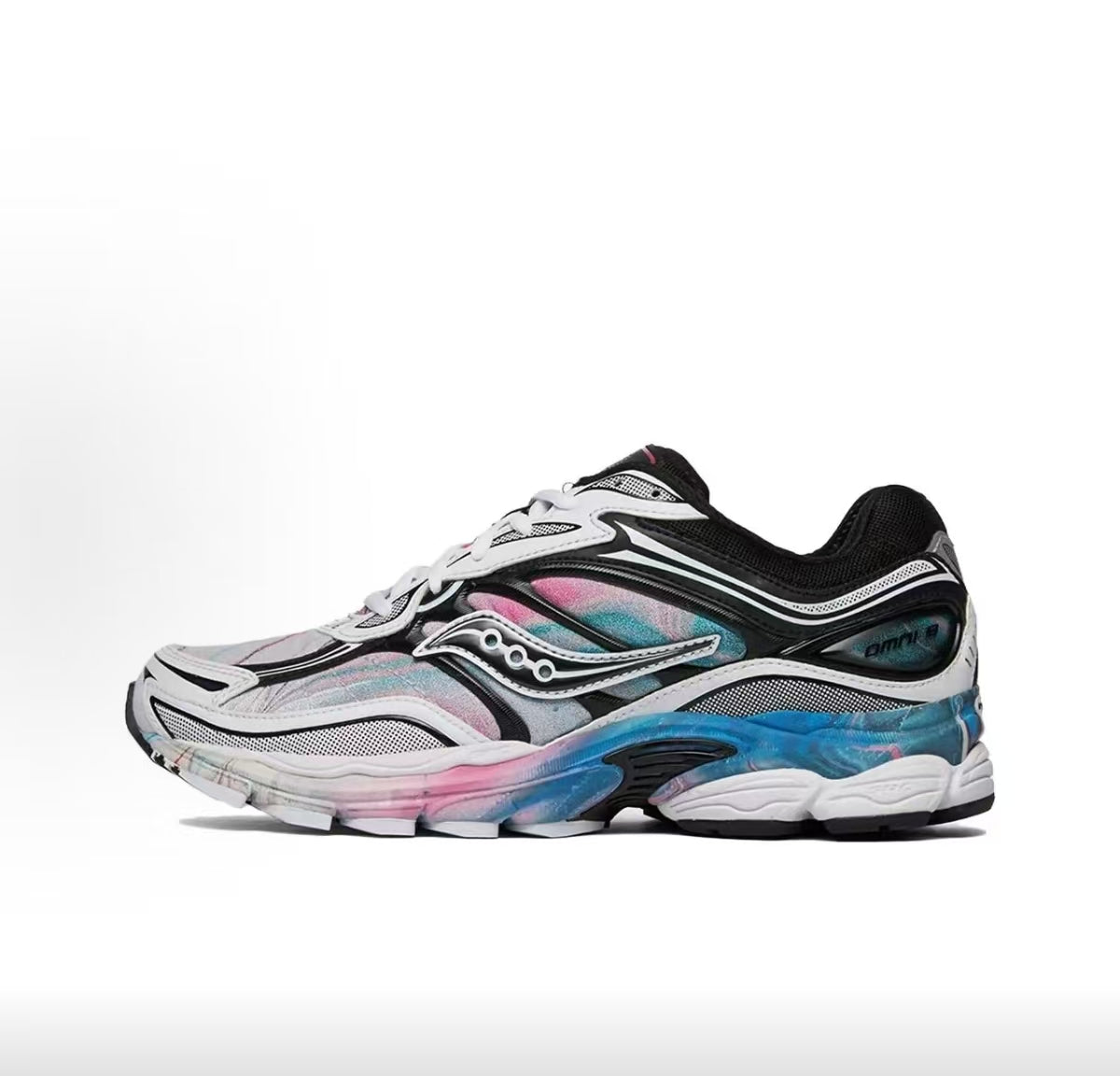 Saucony Omni 9 - White Black Pink Blue Tie Dye